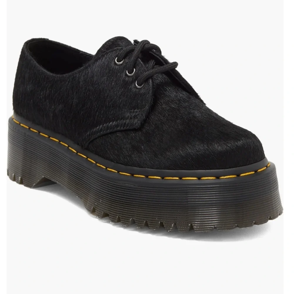 Dr. Martens 1461 Quad SZ Women 10–Men 9 Oxford Platform Shoes Black NEW - Picture 2 of 7